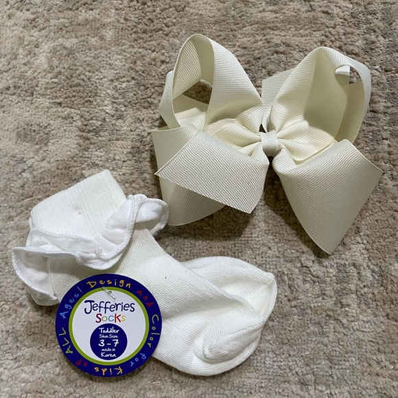 David’s Bridal Flower Girl Dress, 2 bows, and ruffle socks - Picture 13 of 13